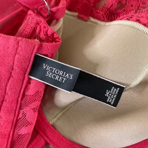 VICTORIA’S SECRET Barbie Hot Pink Lace Corset Bustier Garter Lingerie 34C - Picture 9 of 11